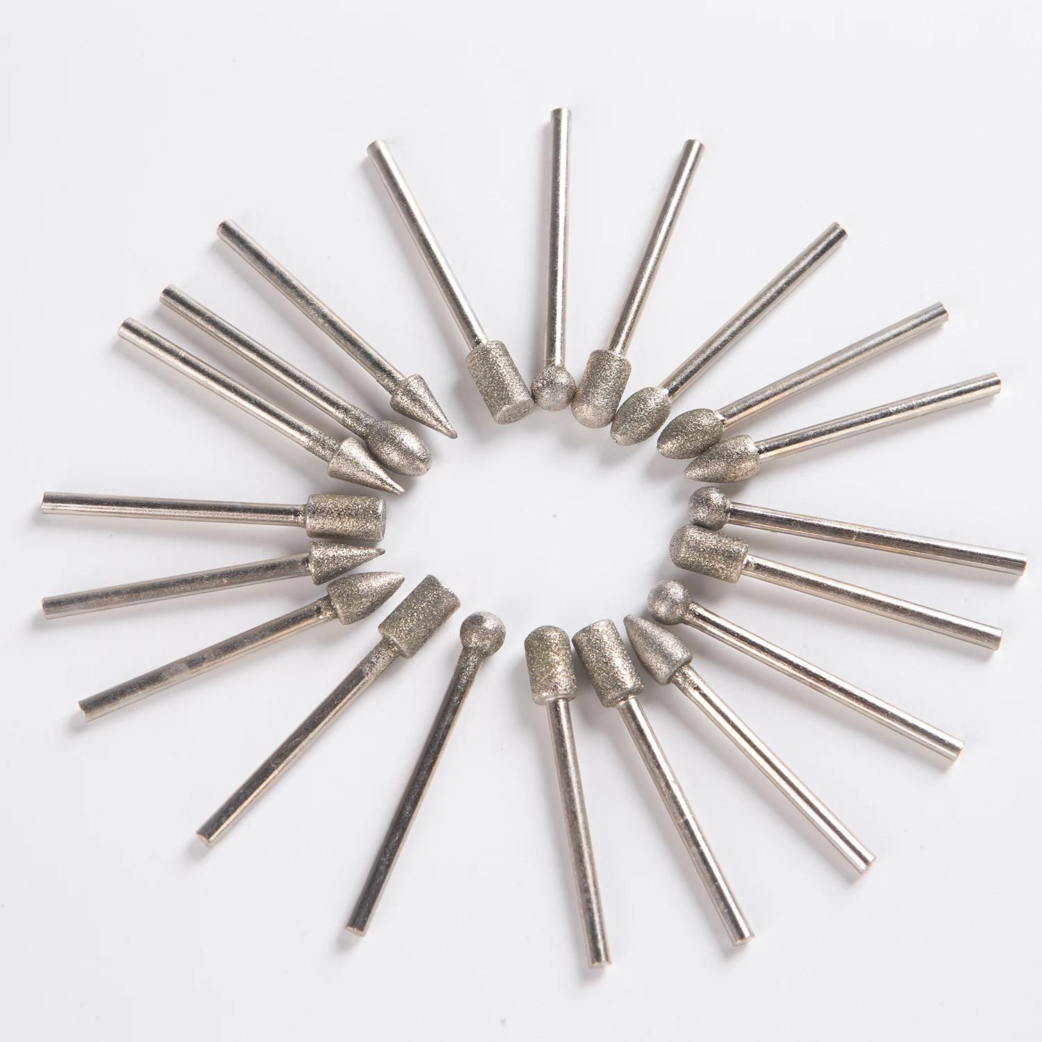 

Набор из 20 алмазных фрез, вращающийся инструмент для резьбы по камню с хвостовиком 1/8 дюйма для камня, керамики, стекла, резьбы, полировки, гравировки