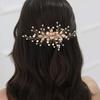 Cross-Border New Bridal Handmade Rhinestone Pearl Hair Comb Headdress Flower Leaf Shape Wedding Accessories