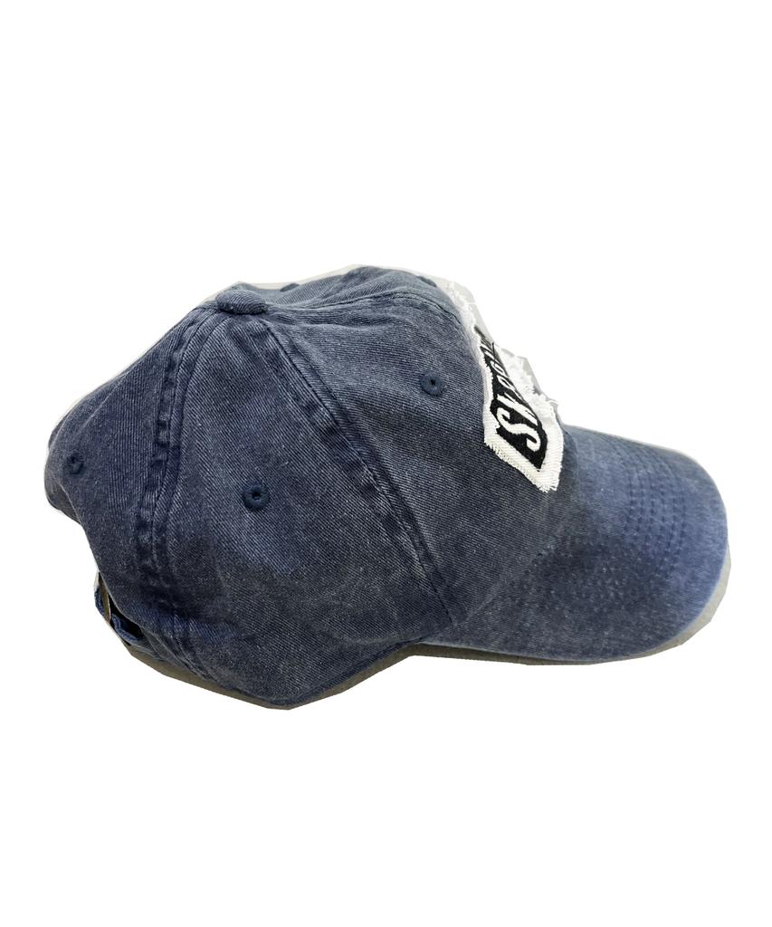 SK8ER ROCK Patchwork Pigmentwashing Ball Cap ((Navy))