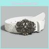 Mens Punk Style Cross Flower Belt With Alloy Buckle And Spiked Decoration For Youth Fashion
