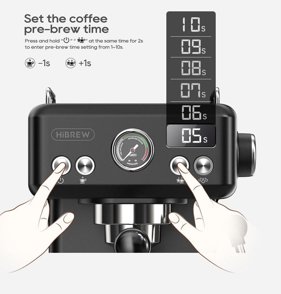 HiBREW H10A Semi Automatic Espresso Coffee Machine, 19Bar Pressure, Milk Frother