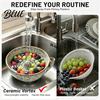 Fresh Fruit Preservation Basin Ceramic Berry Swirl Bowl Auto Washing Vegetable Wash Bowl Colander with Drain Holes Kitchen Produce Cleaner