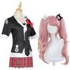 Anime-Spiel Danganronpa, Cosplay-Kostüm, Enoshima Junko Uniform, Kaffee-Arbeitskleidung, Kurzer Rock, Monokuma Kopfschmuck