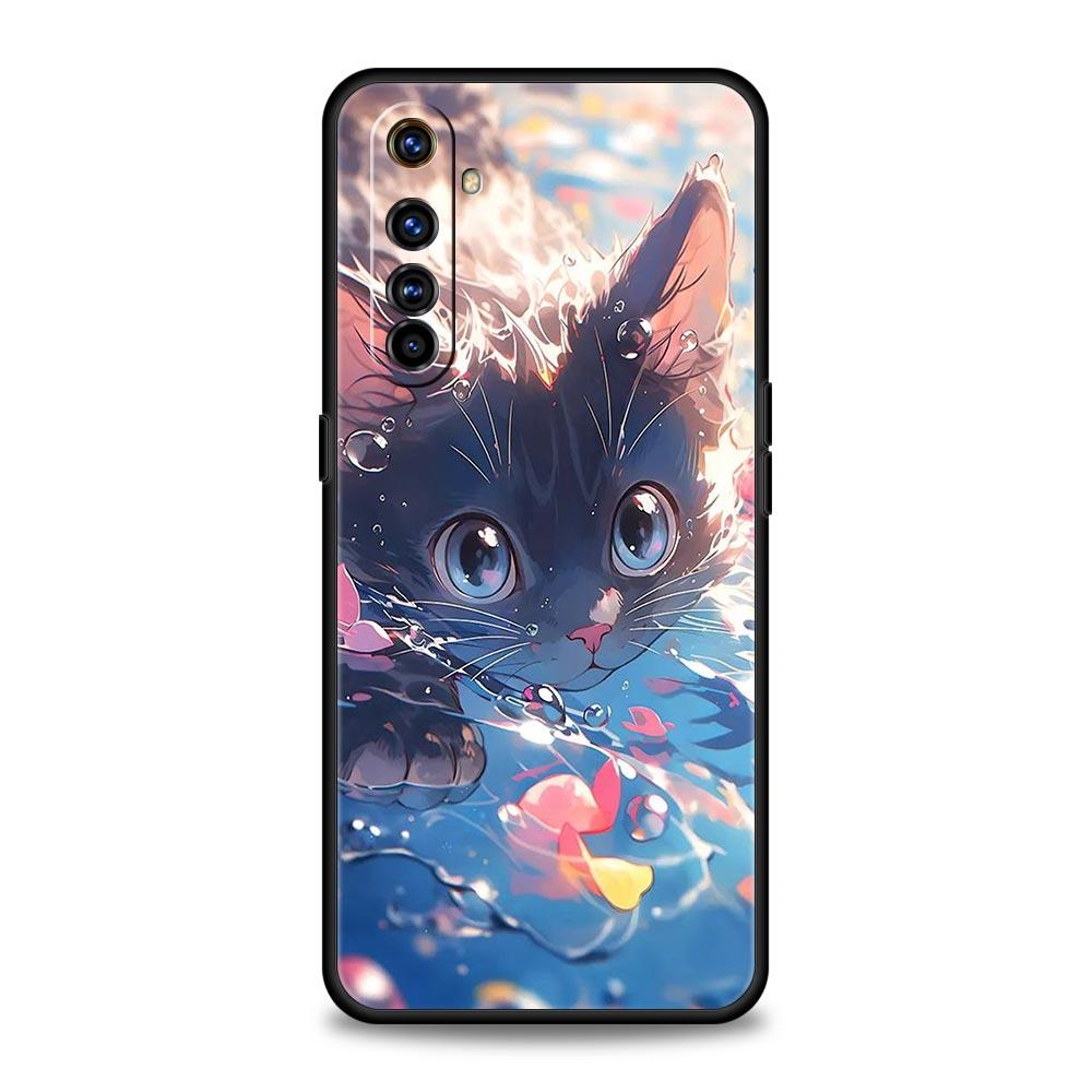 cartoon lovely cat Art fashion Phone Case For Realme 12 11 10 9 8 5G 7 6 GT5 GT3 GT2 Pro C21 C11 C25 C35 GT Neo 2 3 3T 5 Cover