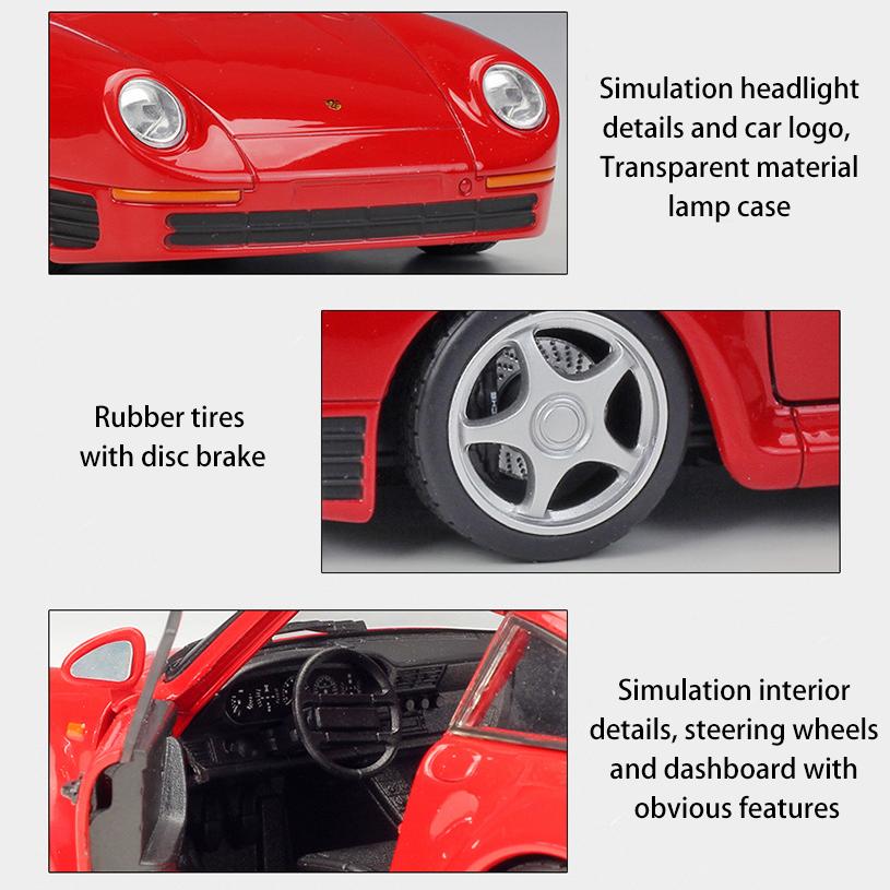 1/24 skala WELLY Porsche 959 aluminiowy Model samochodu Diecasts metalowe pojazdy zabawkowe Model samochodu wysoka kolekcja symulacyjna prezenty dla dzieci