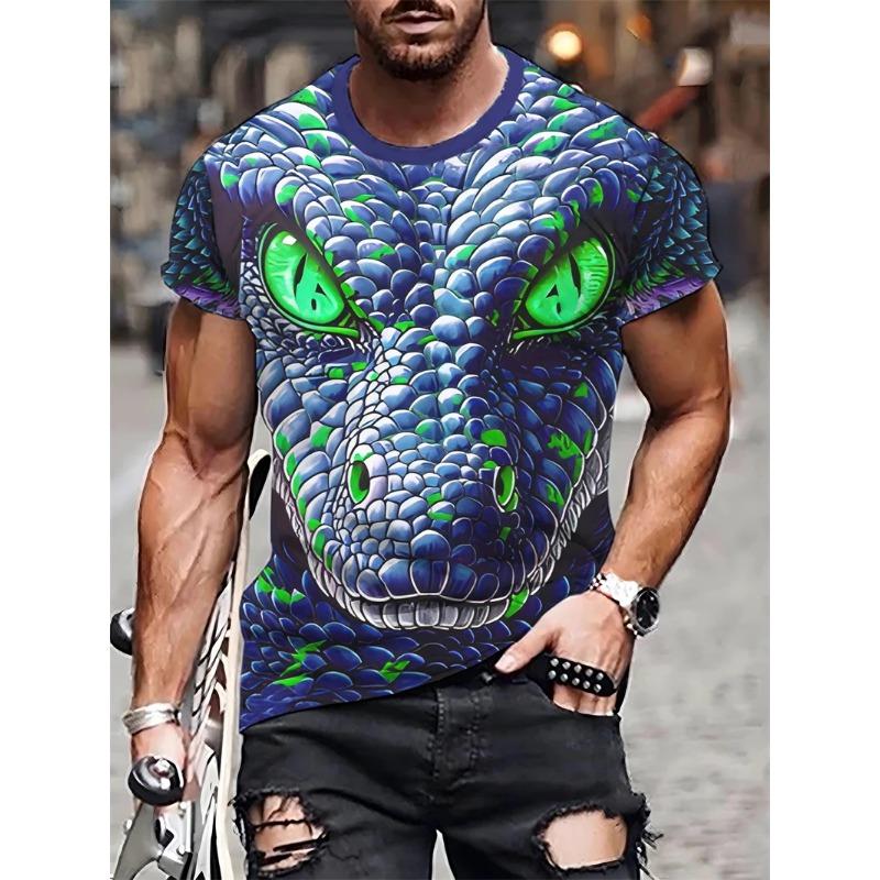 Animal Pattern 3d Printed T-Shirts Summer Casual Round Neck Short Sleeve Men's T-shirts