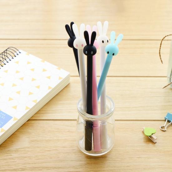 4Pcs Kawaii Rabbit 0.38mm Black Ink Gel Pens Stationery Office School Supplies