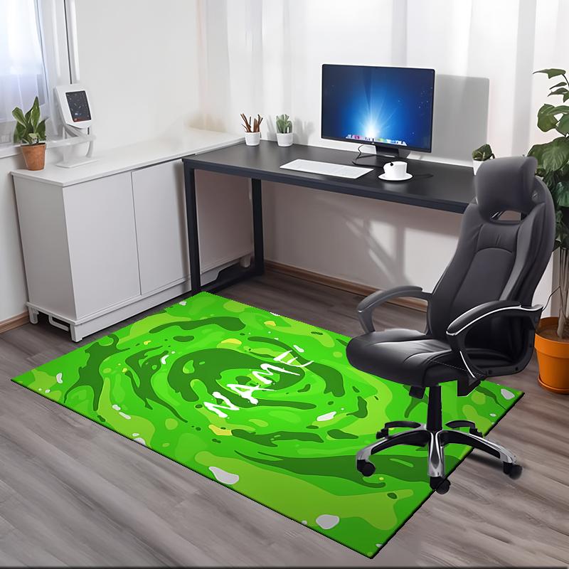 Custom Name Rick and Morty Printed Carpet, for Office Chair Living Room Bedroom Kitchen Room Decor Gifts.