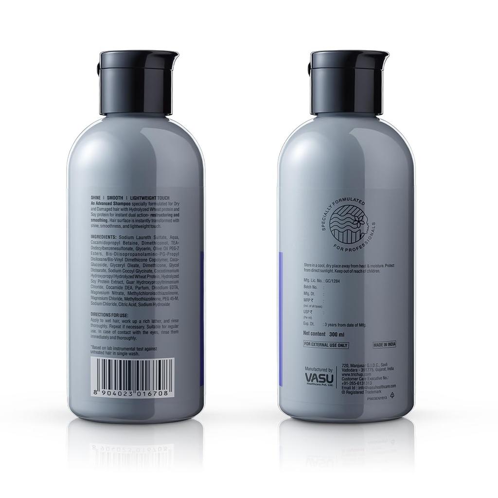 Trichup Pro Damage Repair Shampoo 300 ml Pack For Dry Frizzy Hair, Instant Smoothing, Nourishing, Frizz Control, Dual Action Rebonding