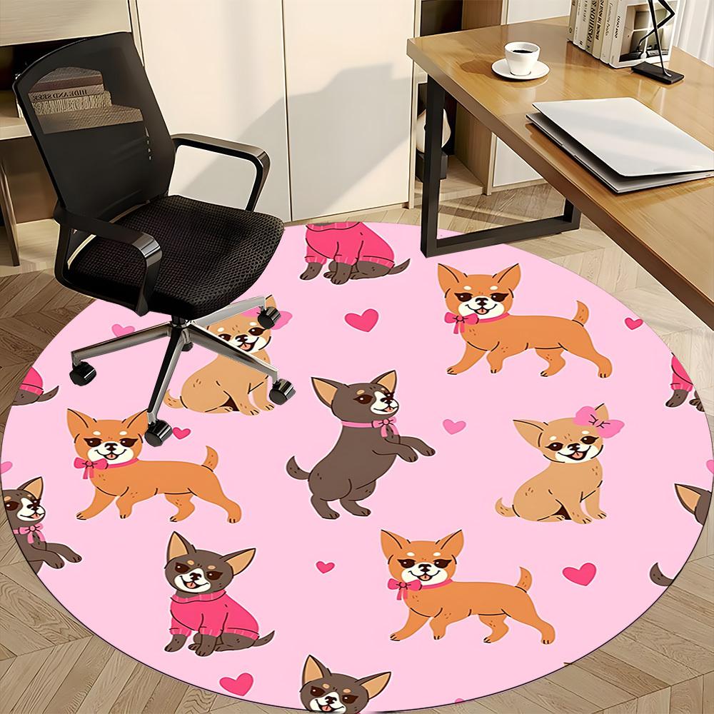 1pc Chihuahua Pattern Chair Carpet for Office, Non-slip, Soft and Durable Office Rug, Perfect for Office Yy251227134