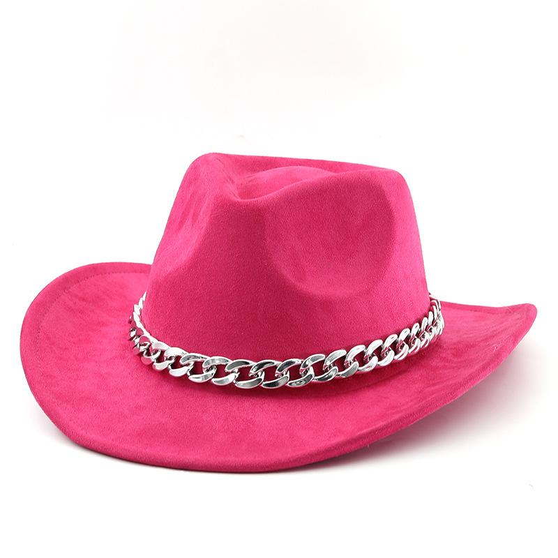 Cowboy vintage jazz hat silver-plated chain woolen hat felt vintage imitation sheep hat cowboy hat