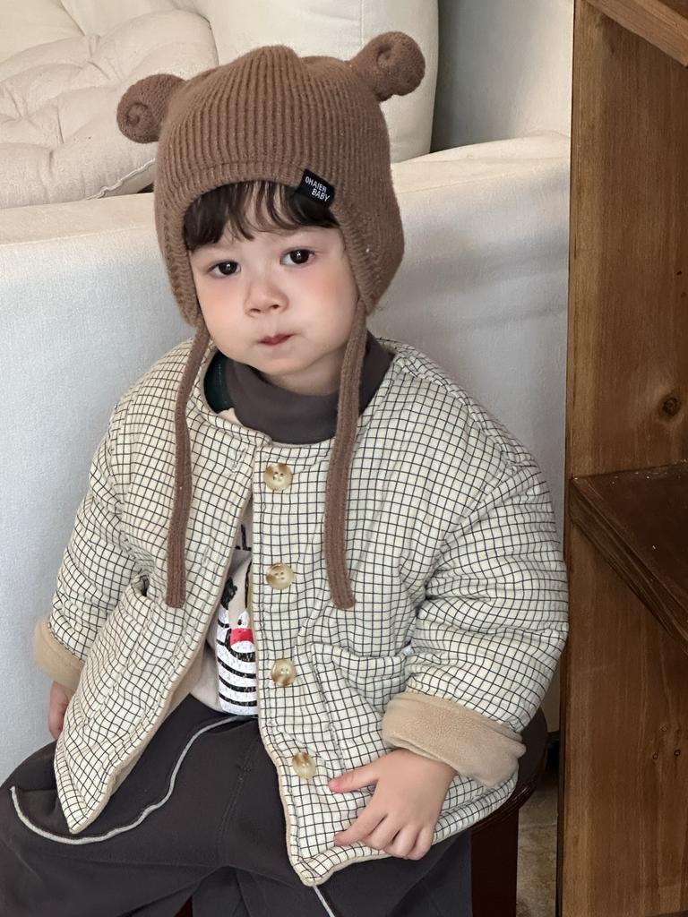 Children's thickened plaid cotton jacket autumn and winter new baby clothes boys' suit