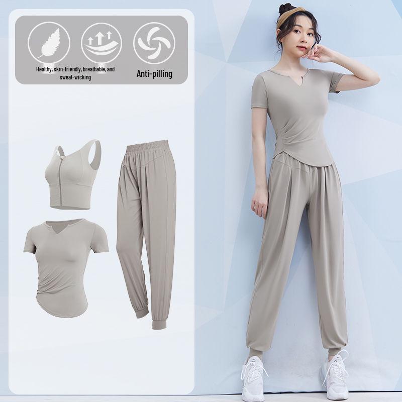 Women's Spring/Summer Yoga Suit Set - Short Sleeve Activewear for Outdoor Runs, Pilates, and Fitness Training