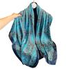 Blue Pattern 111cm Imitation Silk Travel Silk Scarf Dual-purpose Fashion Scarf Scarf Sunscreen Versatile Temperament Shawl