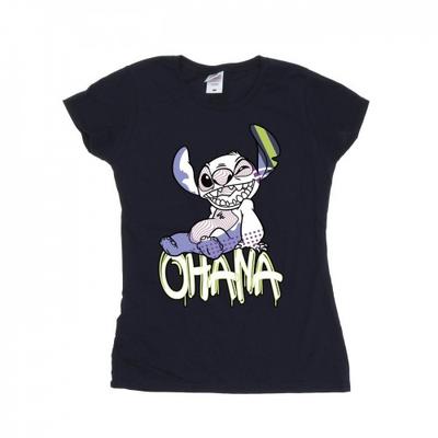 Жіноча/жіноча бавовняна футболка Lilo and Stitch Ohana Graffiti