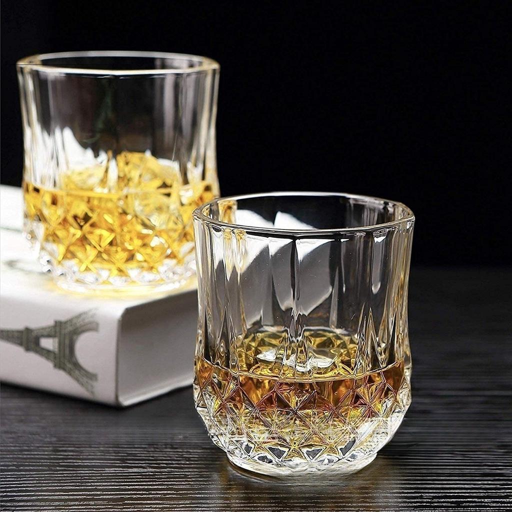 6pcs Diamond Patterned Water Cup Beer Cup Glass Cup Juice Cup Milk Tea Cup White Wine Cup Diamond Cup Wine Cup Bar Utensil 85ml