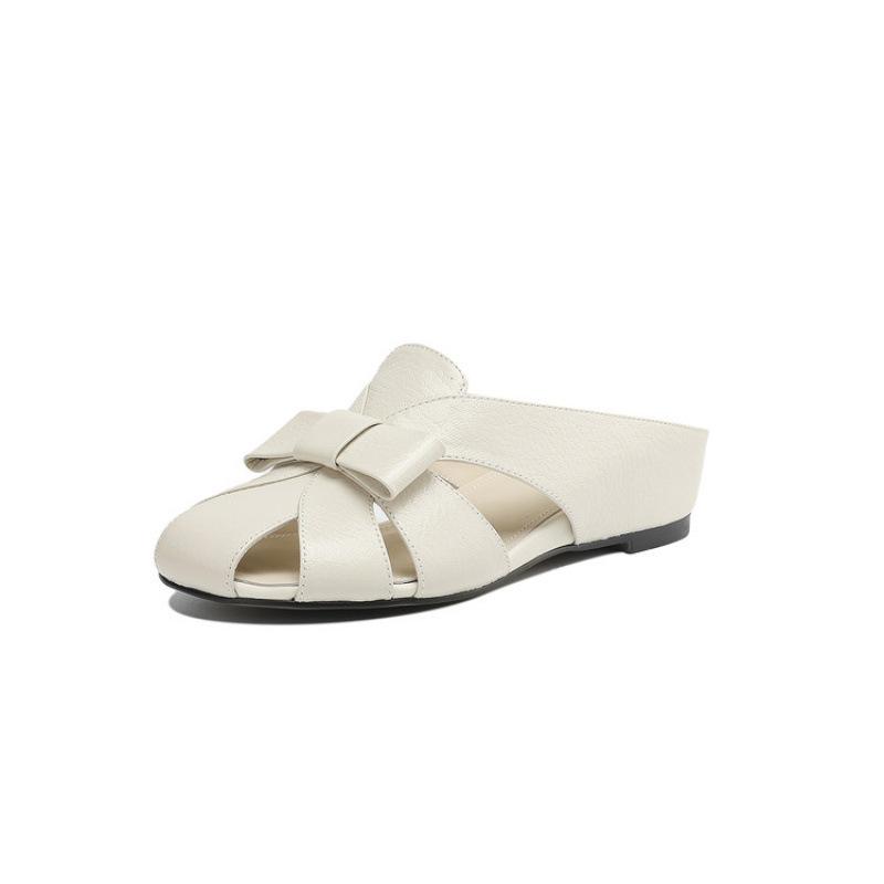 Summer Women's Outer Wear Medium Heel Muller Shoes New Bag Head Slippers Korean Version Inner Height Increase Lazy Shoes One Foot Soft Sole