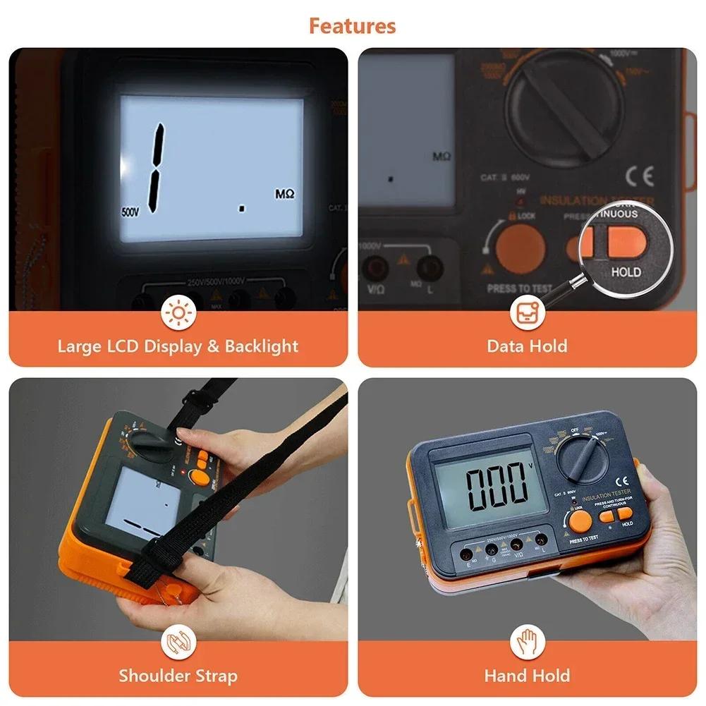 Efficient Insulation Resistance Tester with Multiple Test Options and Energy Saving Features for Long Term Use