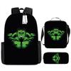 Children Backpack Three Piece Set With The Avengers Hulk Print Design For School Use