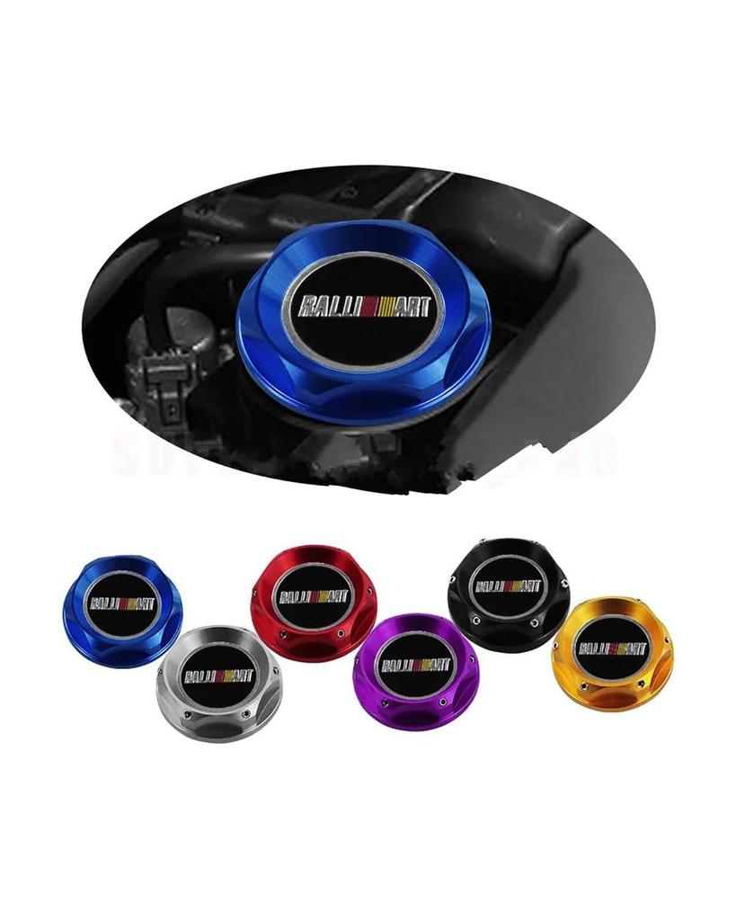 Mitsubishi Car Styling Accessories Aluminum Tank Cover Rally Art Racing Style Filler Caps and Screw Bolts (Blue)