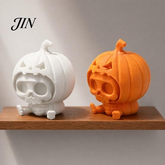 Dark And Pastoral Halloween Ornament Pumpkin Skull Ornament, Hollow Ghost Face Design, 3D Printed Textured Figure Detailed Layered Figurine,