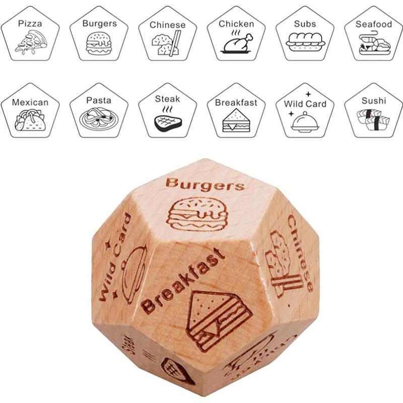 Date Night Dice,Food Decision Dice,Date Night Wooden Dice Game For Couples, Wood Reusable Couple Dice,Funny Anniversary Date