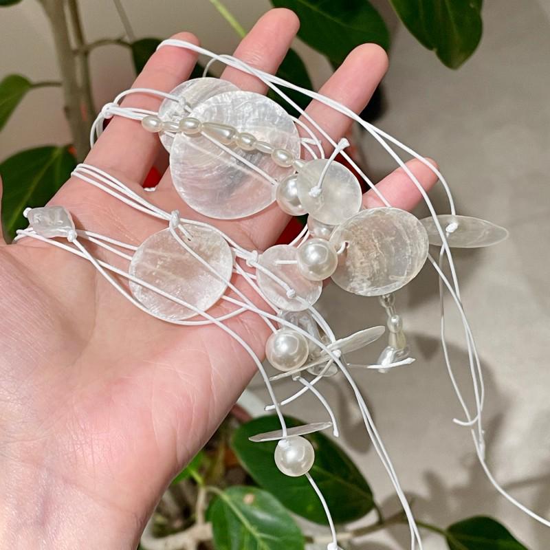 Elegant Bridal White Shell Pearl Necklace Wedding Dress Accessory