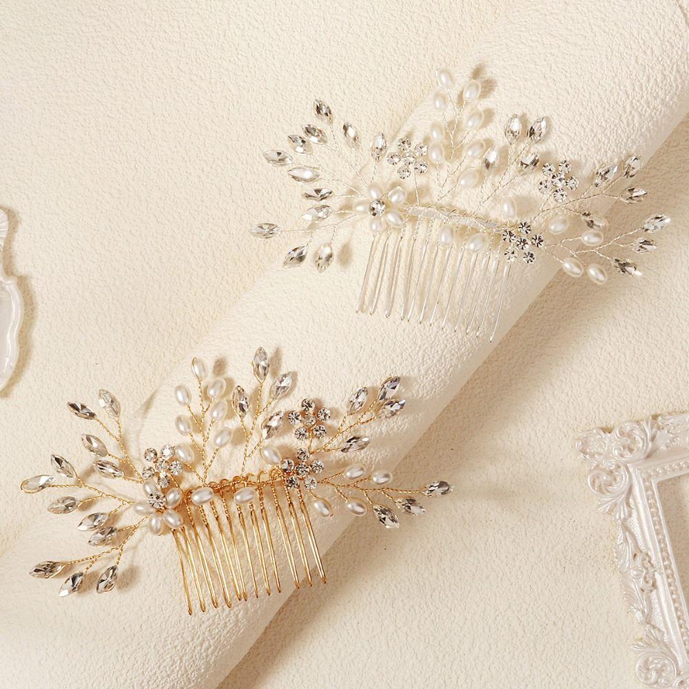 Exquisite Bridal Headdress Sparkling Faux Pearl Hairclip Daily Use Rhinestone Hairpin Wedding