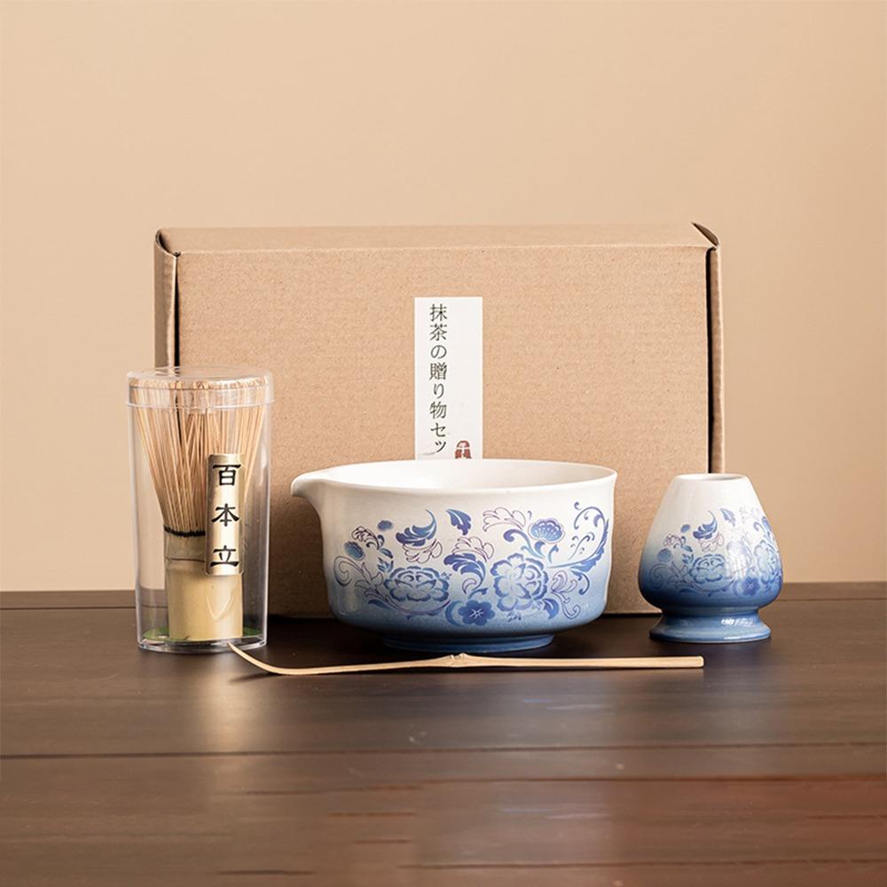

4PCS Reusable Japanese Matcha Tea Set Bamboo Ceramic Matcha Stirring Brush Japanese Chasen Style 1