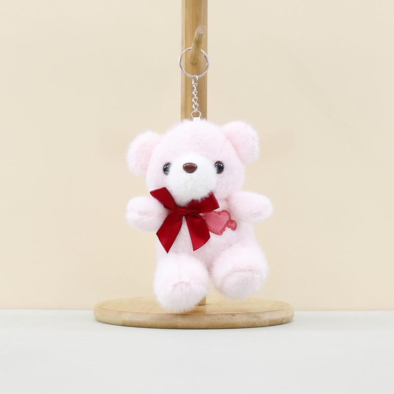

Teddy Fluffy Cozy Bear Plush Toy Keychain Cute Animal Design For Ages All рожевий