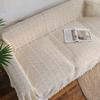 Raw White Knitted Lace Slipcover, Geometric Pattern Sofa Cover for Living Room, All Covered Towel, Summer and Spring Towel