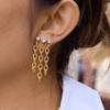 Yori Delicate Cubic Zirconia Chain Tassel Earrings 18k Gold Pvd Plated Popular Daily Classy Waterproof Jewelry Accessory