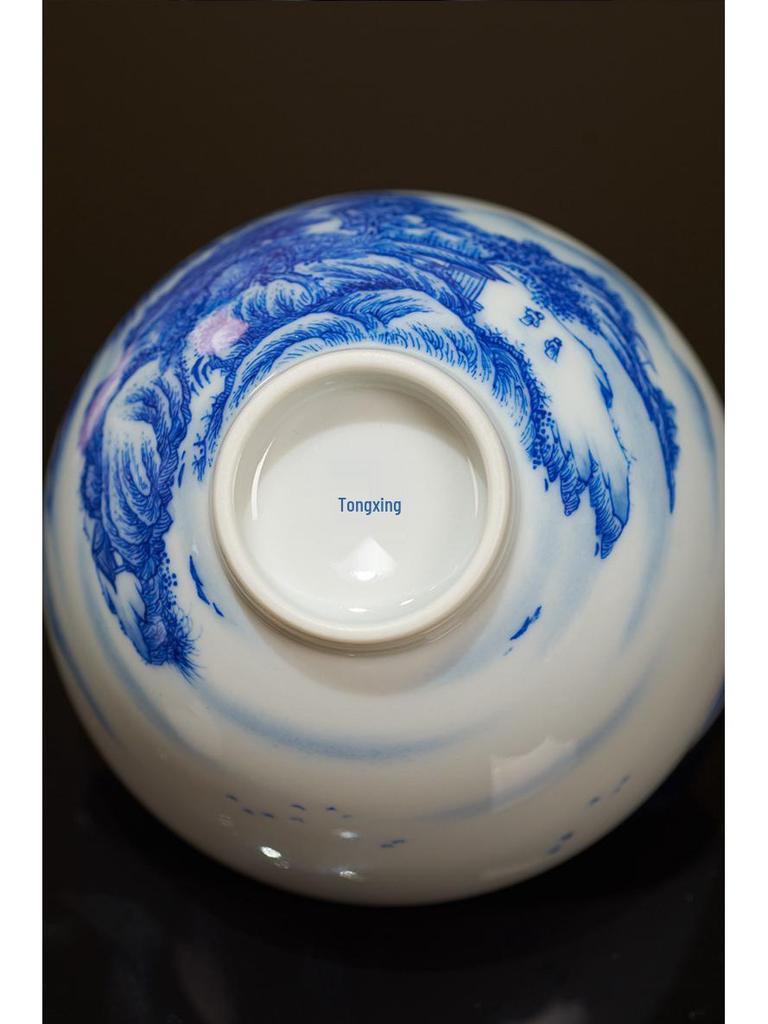 Hand-painted Blue and White Jingdezhen Ceramic Tea Cup - Landscape Design