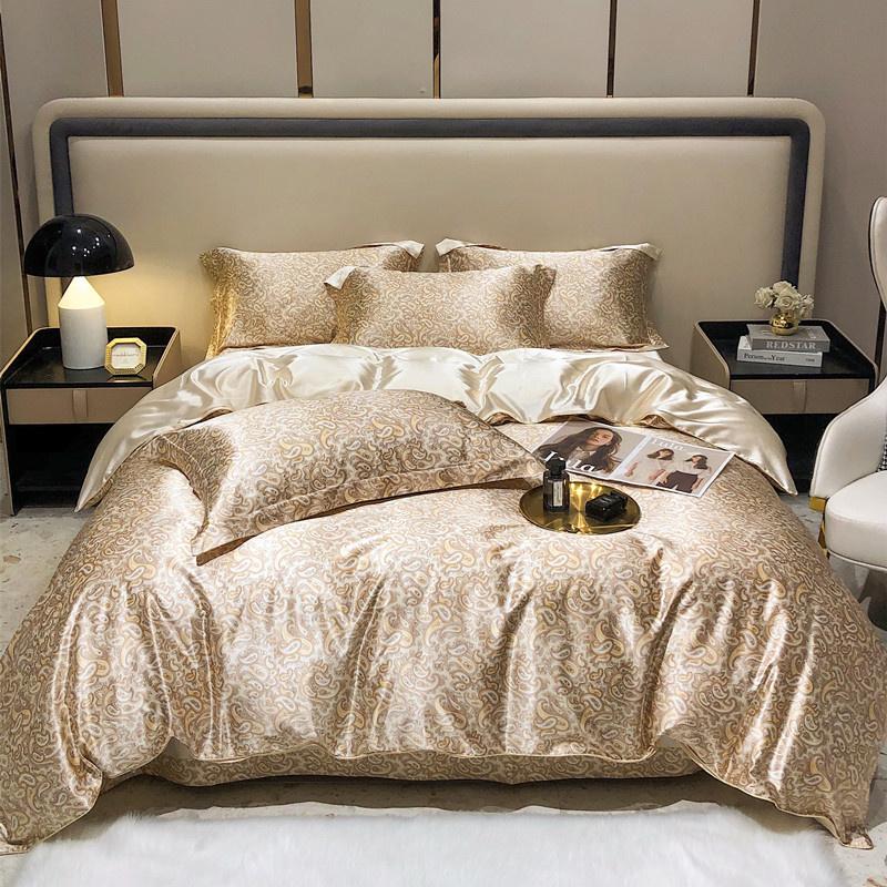 Luxury Blending Mulberry Silk Bedding Set with Duvet Cover Bed Sheet Pillowcase Double Couple Single Summer Blanket Cover Sheets