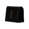 Saint Laurent Ysl Cassandre Double Fold Gold Logo Textured Quilted Leather Card Holder Wallet Women Wallet Black 530841-BOWA1-1000