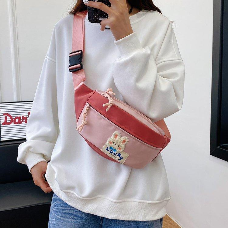 Japanese Cute Breast Bag Female Style Large Capacity Casual Versatile Student Messenger Bag Fashion Sports Cycling Fanny Pack