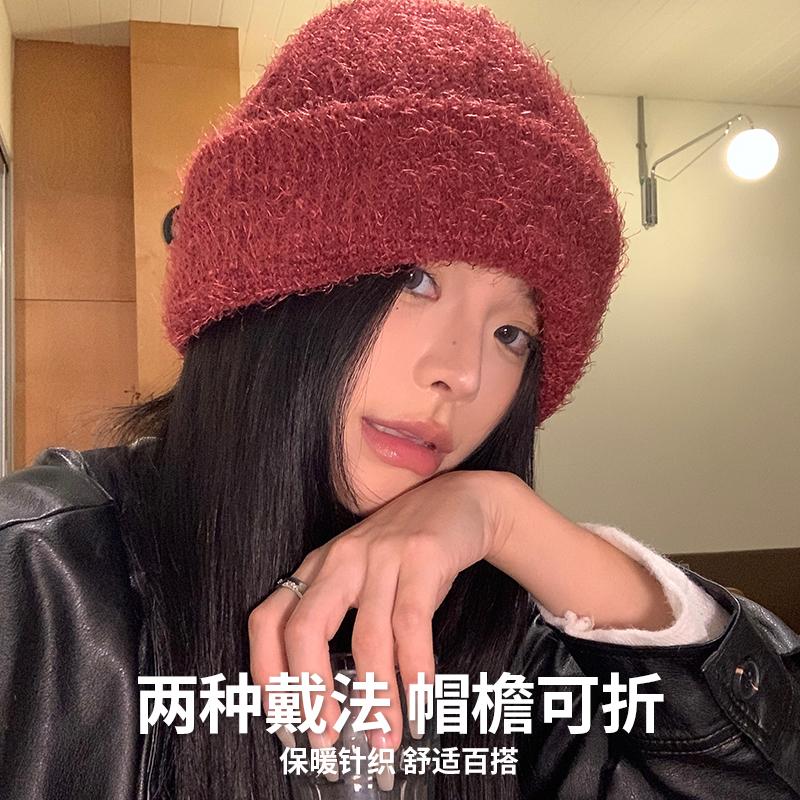 

Big head circumference pile hat atmosphere women s autumn and winter new ear protection warm windproof thickened wool knitted hat adult average size (54-60cm) світло-зелений колір