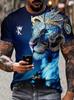 3D Plus Size Men's Lion Print T-shirt Summer Short Sleeve Crew Neck Tees Shirts For Men New In Animal Lion Graphic Tshirts Tops