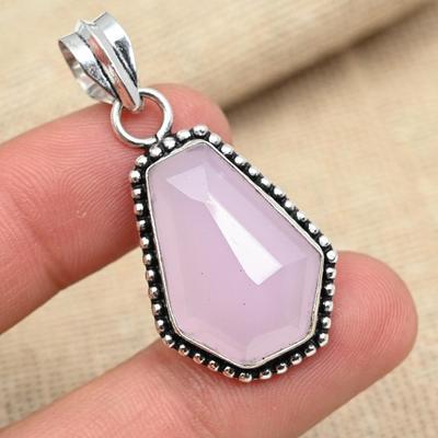 Pink Chalcedony Gemstone 925 Sterling Silver Handmade Jewelry Unique Pendant