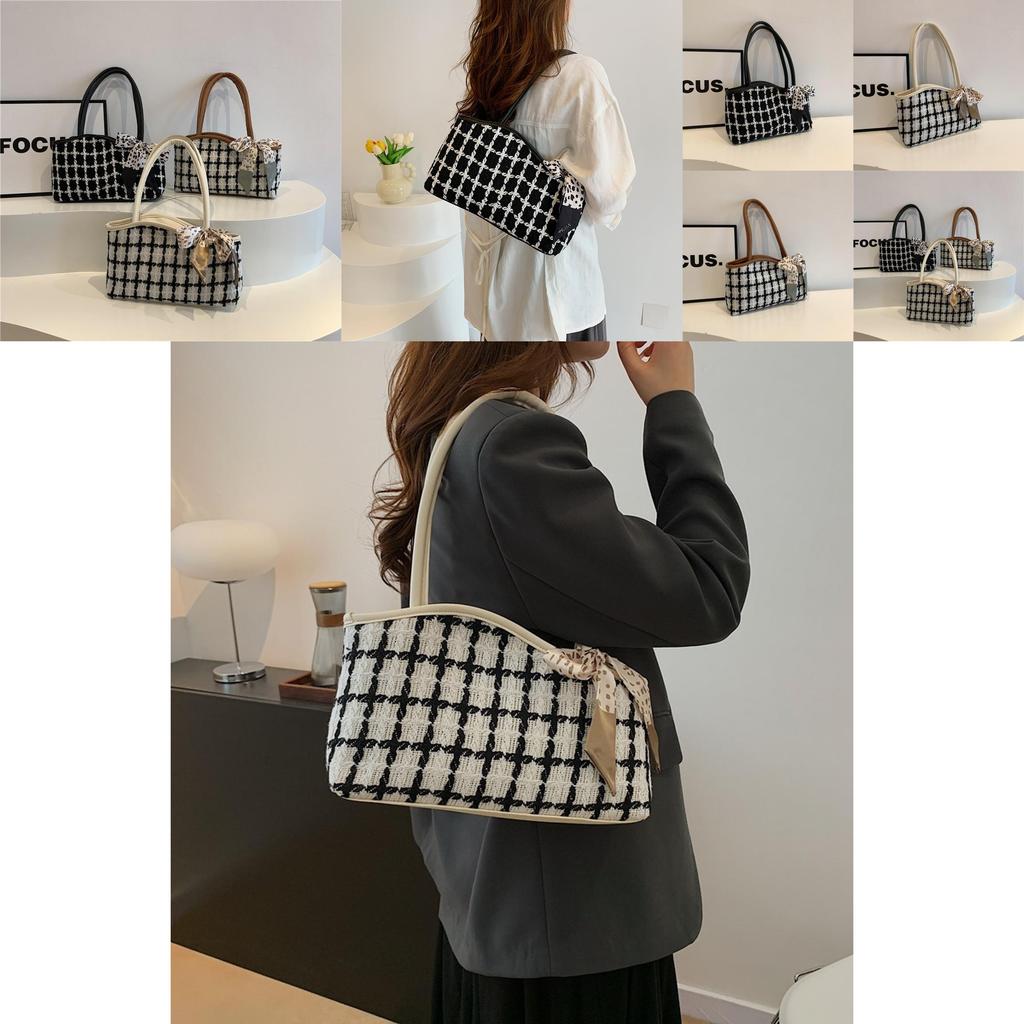 Stylish Korean Large Capacity Tote Bag For Women With Trendy Checkered Design For Spring Summer 2024