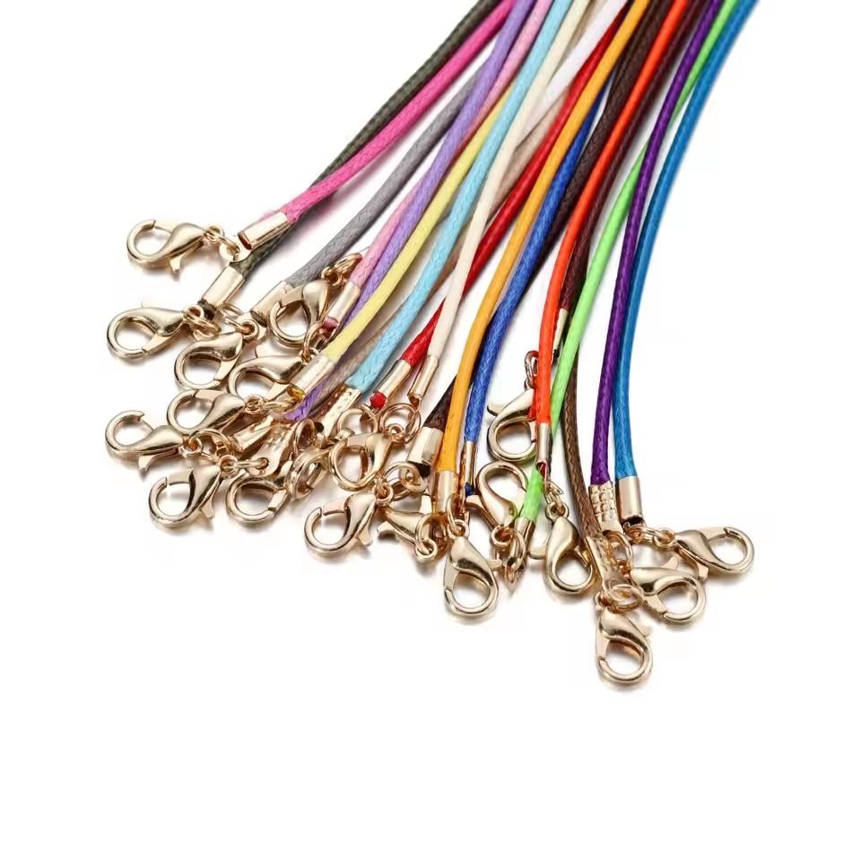 8/18/30Pcs/Lot 1.5mm Handmade Leather With Lobster Clasp String Cord Adjustable Braided Rope For DIY Necklaces Pendant Charms Findings
