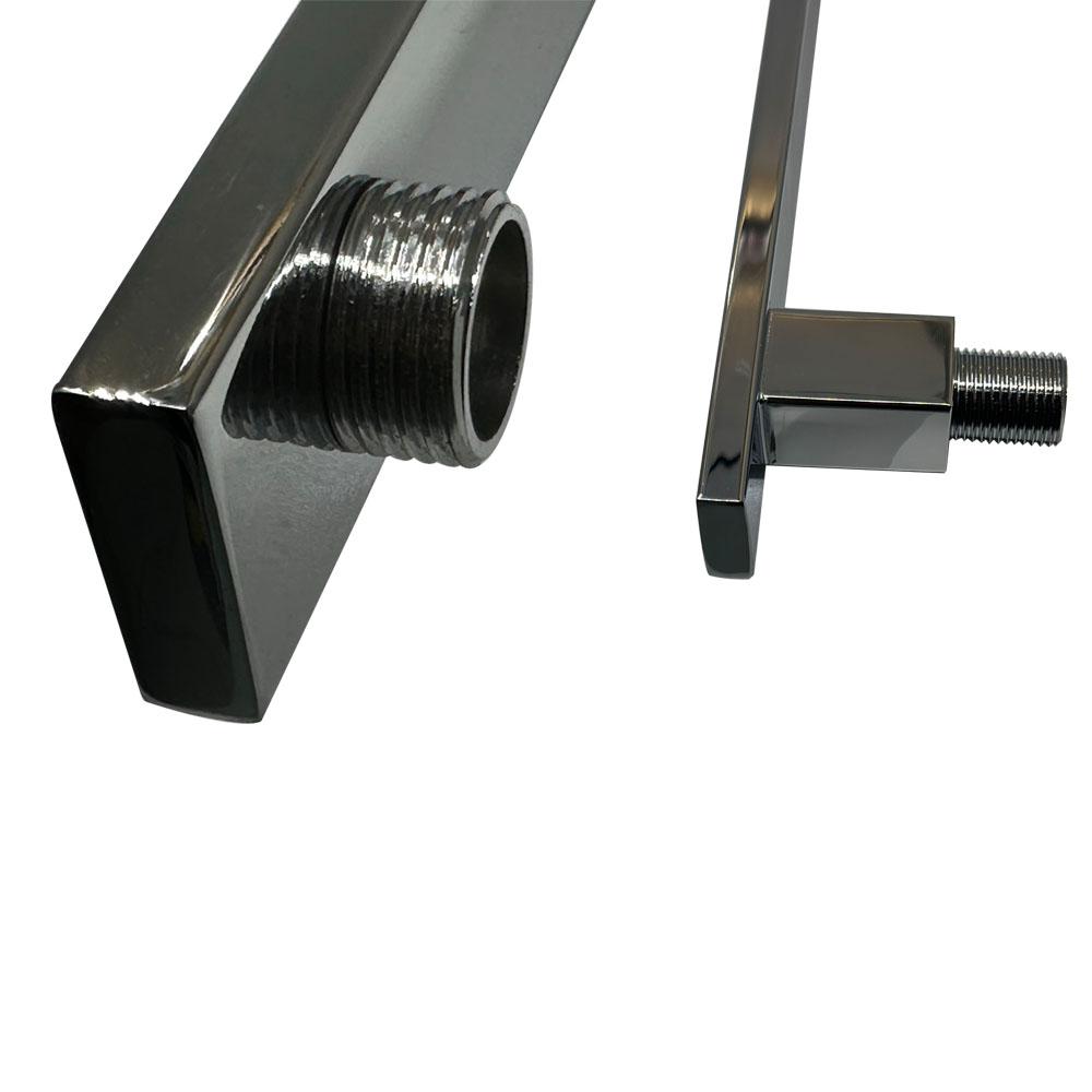 Black / Chrome Wall Mounted High Rise Shower Arm and Flange , Square Shower Riser Rain