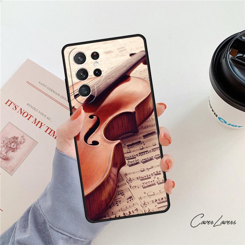 Musikalische Geige Gitarre Handyhülle Für Samsung Galaxy S24 S25 S23 S22 Ultra Note 10 20 Plus S20 S21 FE Hülle