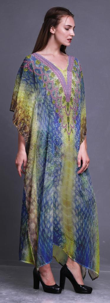 Phagun Leopard Animal Skin Womens Long Beach Kaftan Beachwear Bikini Coverup Maxi