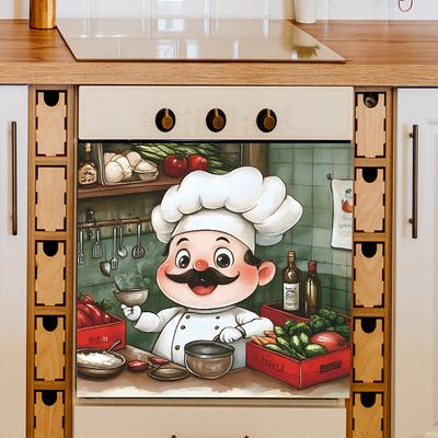 Fun-f313 Karikatür Ciddi İş Şef Mutfak Restoran Ocak Peyzaj Dekoratif Çıkartmalar Kendinden yapışkanlı