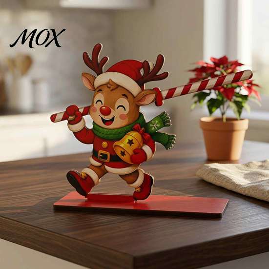 Festive Kitchen Roll Stand Christmas Wooden Napkin Holder, Santa Snowman Reindeer Tabletop Tissue Counter Decor with Sturdy Base, Holiday Paper Towel