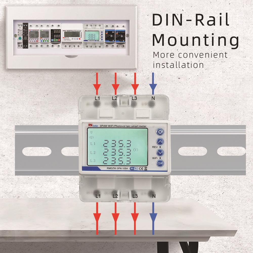 Three-Phase Smart Circuit Breaker with WiFi, Bidirectional Energy Meter, Current & Voltage Imbalance, Overcurrent Protection