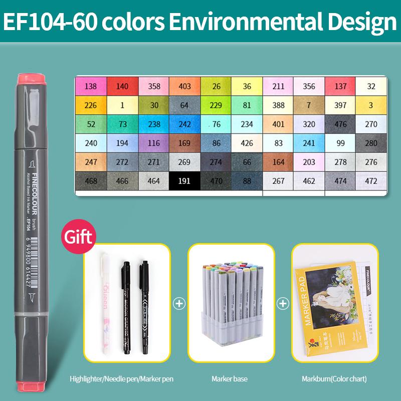 EF104 Double-Head Alcohol Marker Pens Sketch Design Marker Brush Pen Beginner Manga Graphic Drawing Art Supplies