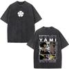 Washed Anime Black Clover Logo Graphic Print T-shirt Harajuku Summer Fashion Casual Cotton Oversized T-shirts Tops Streetwear