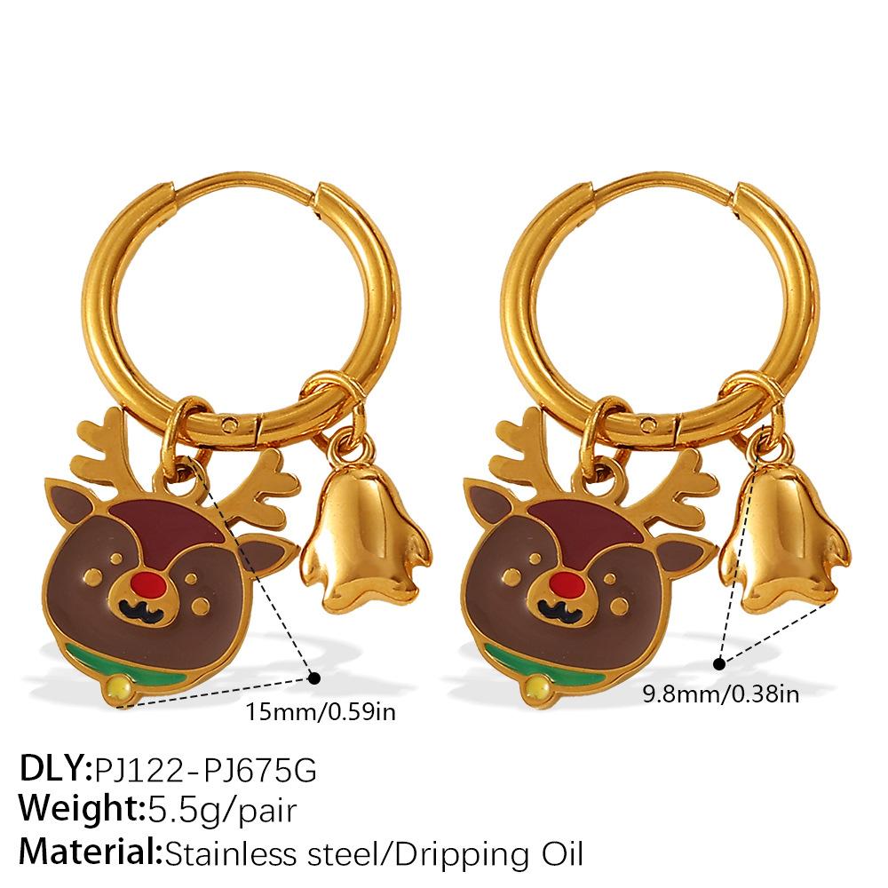 Christmas versatile DIY pendant earrings stainless steel gold-plated atmosphere earrings women